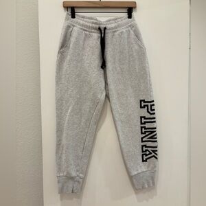 PINK Victoria's Secret Light Gray Sweatpants Jogger style fun loungewear